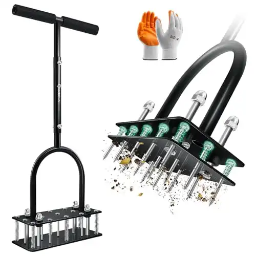 SakerPlus Lawn Aerator Tool, Manual Metal Spike Aerator Lawn Tool
